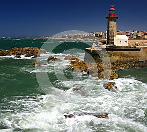 Lighthouse in Foz do Douro not far from Oporto photo